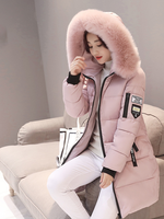 Parka à Capuche avec Col en Fourrure pour Femme, Veste Longue Élégante, Slim, Chaude, Optique, Design de Poches à Fermeture Éclair, Patch Lettre, Mode d'Hiver 1